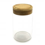Pebbly Ronde Opbergpot Glas - 650 ml Bewaarpot van borosilicaatglas met schroefdeksel van bamboe