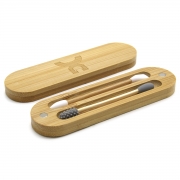 Croll and Denecke Herbruikbaar Oorstokje (2) Set van 2 bamboe wattenstaafjes met silicone 'watjes'