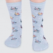 Thought Bio-Katoenen Sokken - Amaryllis Foam Blue Comfortabele sokken van bio-katoen
