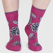 Thought Bio-Katoenen Sokken - Freja Flower Raspberry Pink Comfortabele sokken van bio-katoen