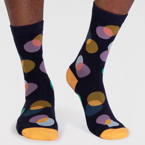 Chaussettes Coton Bio - Laurent Circles Indigo Blue Chaussettes