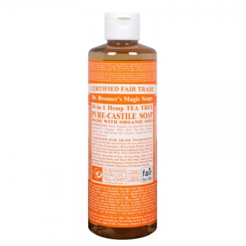 Dr. Bronner's Savon liquide miracle 0,47 L - Arbre à thé Savon multifonctionnel pouvant servir de shampoing, de savon pour le corps, de lessive, de mousse à raser, ...