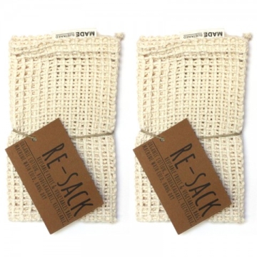Re-Sack Herbruikbaar Groentezakje Small 2-pack Set van 2 herbruikbare tasjes voor groenten en fruit, als wasnetje