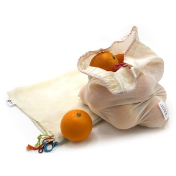 Ah Table Sacs à pain et à légumes en coton bio - L (5) Lot de 5 sacs à pain ou à légumes en coton bio