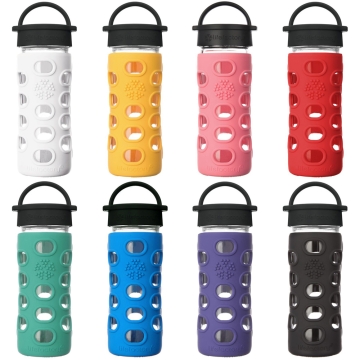 Lifefactory Drinkfles Glas 350 ml Lekvrije drinkfles van glas met silicone sleeve