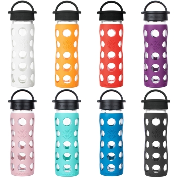 Lifefactory Drinkfles Glas 475 ml Lekvrije drinkfles van glas met silicone sleeve