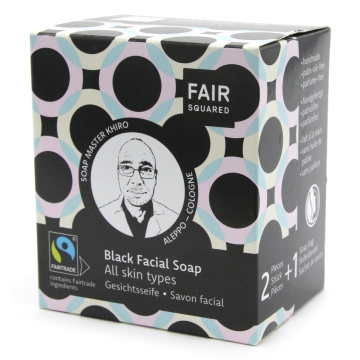 Fair Squared Gezichtsreiniger - Actieve Kool - Onzuivere Huid (2) Set van 2 solide, parfumvrije reinigingszepen voor het gezicht met opbergzakje