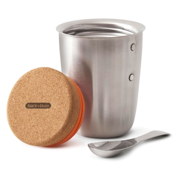 Black+Blum Thermo Pot Thermosbeker en lepel van roestvrij staal met kurken deksel