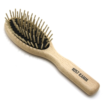 Kost Kamm Brosse à cheveux en bois - 6 rangées Convient aux cheveux mi-longs à longs, raides ou ondulés