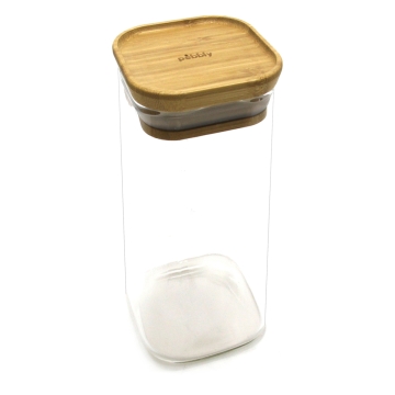 Pebbly Opbergpot Glas met bamboe deksel 2200 ml Glazen opbergpot met bamboe deksel