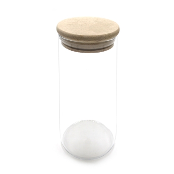 Ah Table Pot de conservation en verre - 1,4 L Pot de conservation en verre avec couvercle en bois