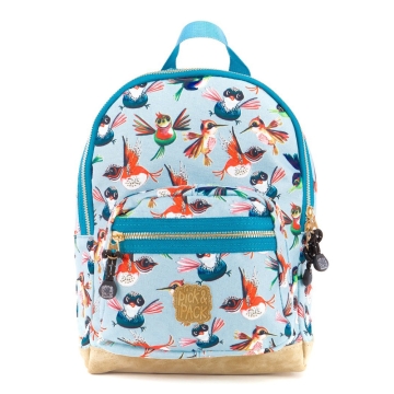 Pick & Pack Rugzakje Small - Vogels - Blauw Rugzak met leuke print van gerecycleerde PET-flessen