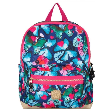 Pick & Pack Rugzak Medium - Vlinders - Blauw Rugzak met leuke print van gerecycleerde PET-flessen