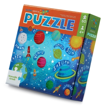 Crocodile Creek Glanzende Puzzel - Ruimte - 60 stukken (4j+) Puzzel met 60 stukken van gerecycleerd karton