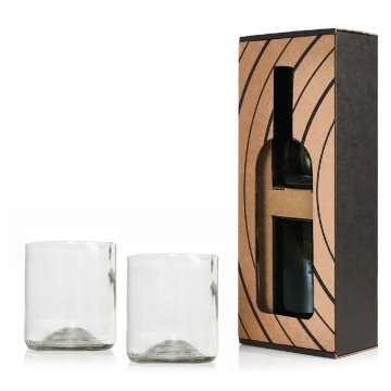Rebottled Verre à whisky transparent (2) Lot de 2 verres à whisky fabriqués à partir de bouteilles de vin recyclées