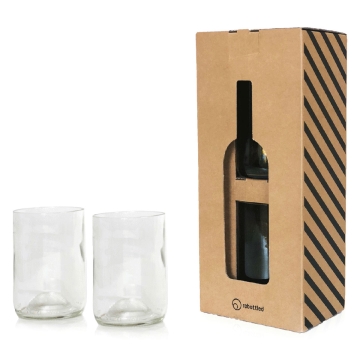 Rebottled Drinkglas Tumbler Transparant (2) Set van 2 drinkglazen van gerecycleerde wijnflessen