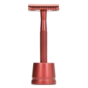 Bambaw Safety Razor Scheermes + Houder - Rood Zero waste scheermes met houder voor een levenlang scheren