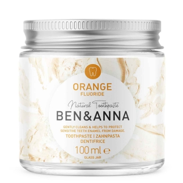 Ben&Anna Tandpasta - Orange Met Fluor Plantaardige tandpasta met fluoride in een glazen verpakking