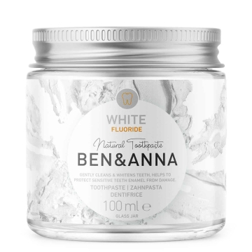 Ben&Anna Tandpasta - White Met Fluor Plantaardige tandpasta met fluoride in een glazen verpakking