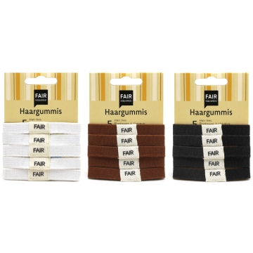 Fair Squared Haarelastiekjes (5) Set van 5 haarelastiekjes van fairtrade bio-katoen en natuurrubber