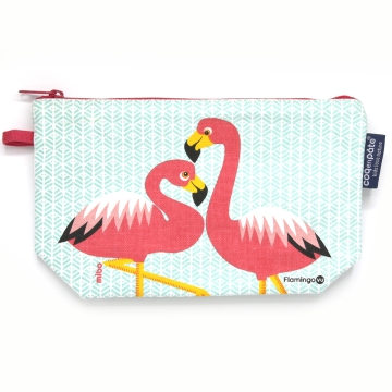 CoQ en PâTe Pennenzak/Make-uptasje Mibo Flamingo Ruime pennenzak van bio-katoen