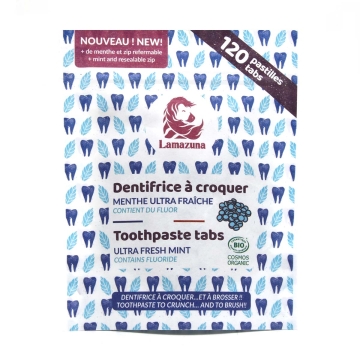 Lamazuna Tandpastatabletten - Pepermunt Tandpastatabs met fluoride met pepermuntsmaak