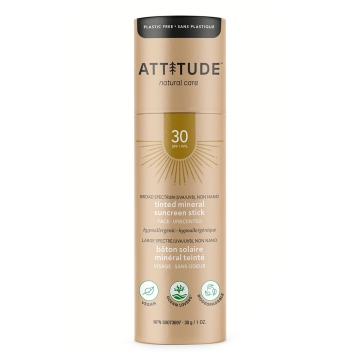 Attitude Getinte Zonnestick voor Gezicht - SPF3 30 Zonnecrème in een kartonnen verpakking