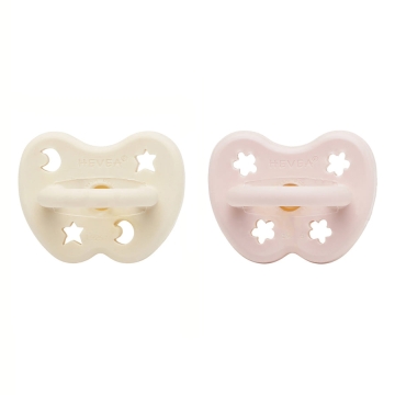 Hevea Planet Sucettes - Orthodontiques - 0-3 mois (2) Lot de 2 tétines anatomiques en caoutchouc naturel