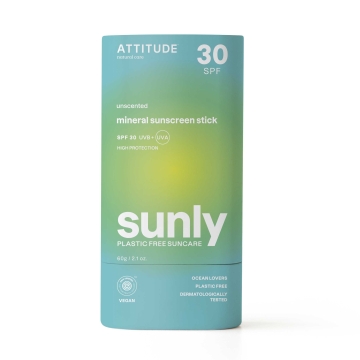 Attitude Parfumvrije zonnestick voor Gevoelige Huid - SPF 30 Plasticvrije minerale zonnecrème