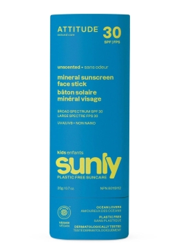 Attitude Parfumvrije Gezicht Zonnestick voor kids - SPF 30 Plasticvrije minerale zonnecrème voor het gezicht