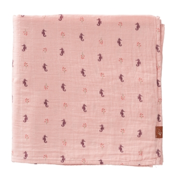Fresk Tissu tétra en coton bio - Seahorse - 120 x 120 cm Grande écharpe Tetradoek en coton bio, merveilleusement douce