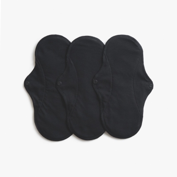 Imse Vimse Serviette hygiénique Active Black Lot de 3 serviettes hygiéniques en coton bio.