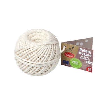 La Drogerie Ecologique Corde tressée en coton bio Bobine de corde tressée en coton biologique de 2 mm et 45 m