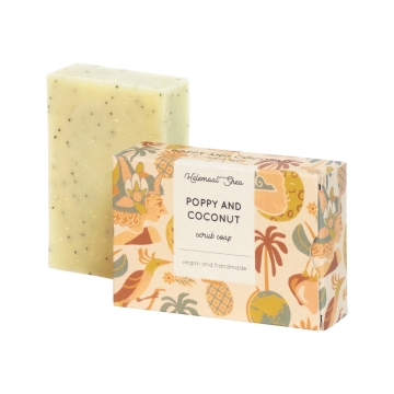 Helemaal Shea Scrubzeep Poppy & Coconut Solide peeling voor het lichaam met een fris en reinigend effect