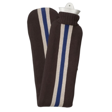 SUITE702 Warmwaterkruik XL College Brown Kruik van natuurlijk rubber met gebreid hoesje van biokatoen