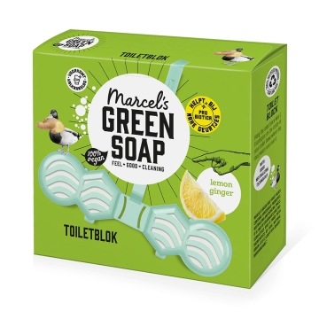 Marcel's Green Soap Bloc de toilette Lemon & Ginger Accroche-serviette de toilette à base d'ingrédients végétaux