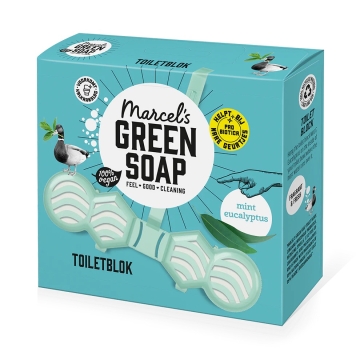 Marcel's Green Soap Bloc de toilette Menthe et eucalyptus Accroche-serviette de toilette à base d'ingrédients végétaux
