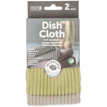 Smart Microvezel Vaatdoek  Pearl Stripe Grijs&Lichtgroen Vaatdoek in duurzame microvezel met Nordic Swan Ecolabel