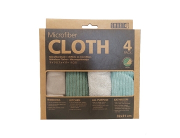Smart Chiffons de nettoyage en microfibre Vert ombré/Gris (4) Quatre chiffons de nettoyage en microfibre durable certifiés Nordic Swan Ecolabel
