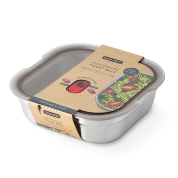 Black+Blum Boîte à lunch multifonctionnelle 3 en 1 1100 ml Boîte à sandwich carrée en acier inoxydable, adaptée au four (micro-ondes), comme boîte à lunch ou boîte de conservation