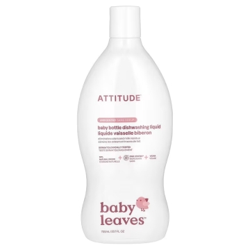 Attitude Baby Leaves Liquide vaisselle pour biberons sans parfum Liquide vaisselle doux pour tétines, biberons et biberons à lait