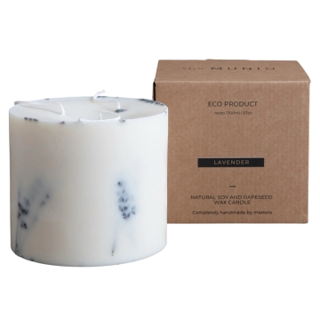 The Munio Bougie parfumée Lavender XL Bougie parfumée à 3 mèches en cire de soja au parfum de lavande