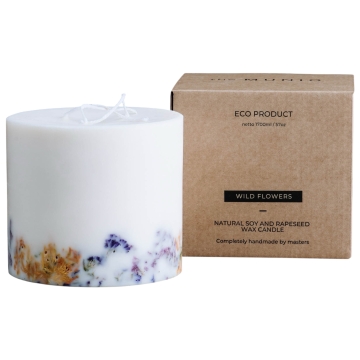 The Munio Bougie parfumée Wild Flowers XL Bougie parfumée à 3 mèches en cire de soja au parfum de fleurs sauvages
