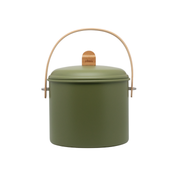 Pebbly Seau à compost 7 L, vert olive Compostier d'intérieur en acier élégant avec filtre anti-odeurs