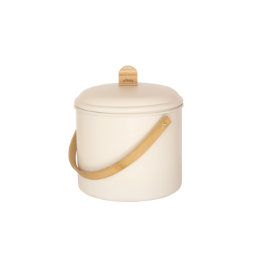 Pebbly Seau à compost 7 L blanc crème Compostier d'intérieur en acier élégant avec filtre anti-odeurs