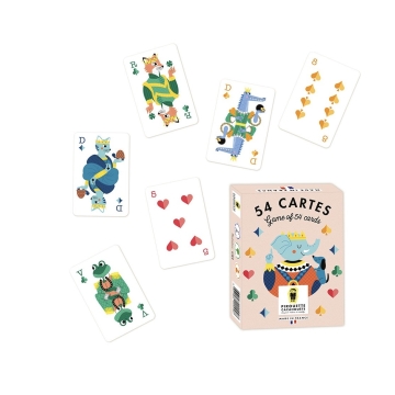 Pirouette Cacahouète Jeu de cartes Animaux (54) Jeu de cartes avec de superbes illustrations d'animaux, 54 cartes