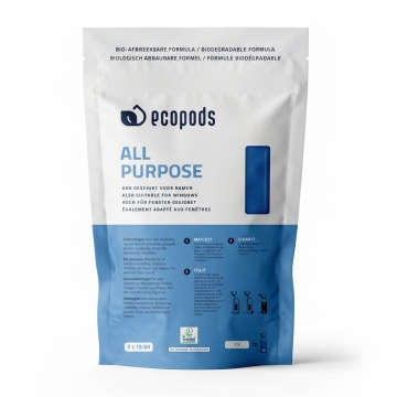 Ecopods Capsules nettoyantes multi-usages Ecopods - lot de 4 Quatre capsules solubles dans l'eau à utiliser comme nettoyant multi-usages