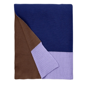 SUITE702 Plaid en laine mérinos bleu marron lilas Plaid 100 % laine mérinos