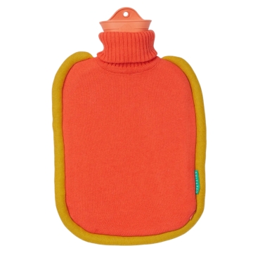 SUITE702 Warmwaterkruik Bumper Poppy Orange Kruik van natuurlijk rubber met gebreid hoesje van biokatoen