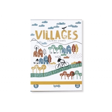 Londji Set de tampons Calming Villages Set de tampons ouvert avec des tampons de maisons et de l'encre en 3 couleurs